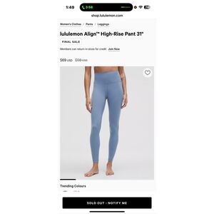 Lululemon Align Leggings – Washed Denim ✨ Size 4 | NWOT ✨